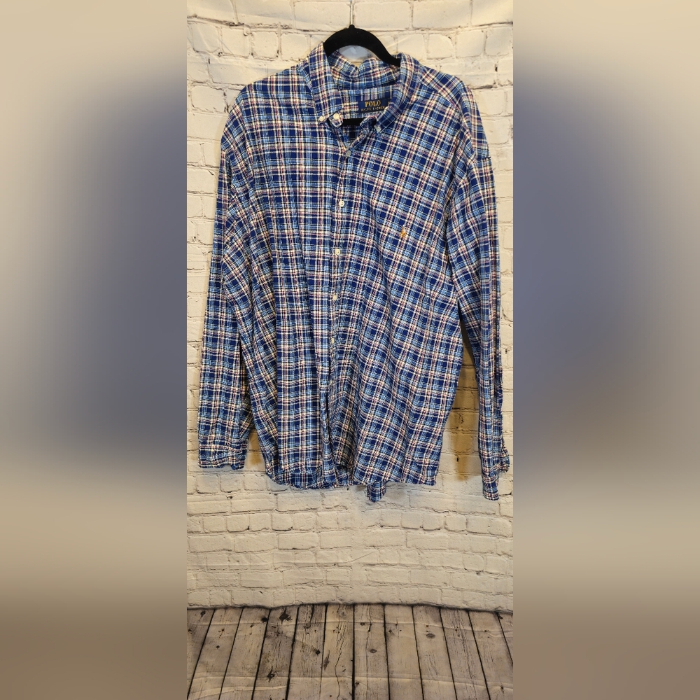 Ralph Lauren Casual Blue White Checkered Shirt